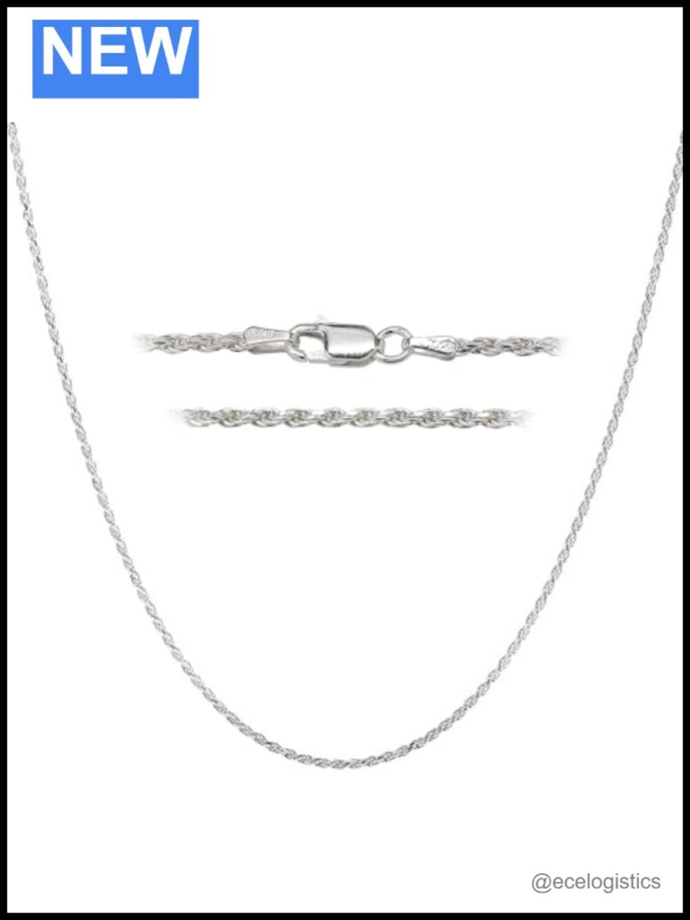 925 Sterling Silver Italian Diamond Cut Rope Chain Necklace 36" Unisex Lobster